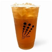 Peachy Oolong · Cold brewed dark oolong tea from Taiwan balanced perfectly with peaches
