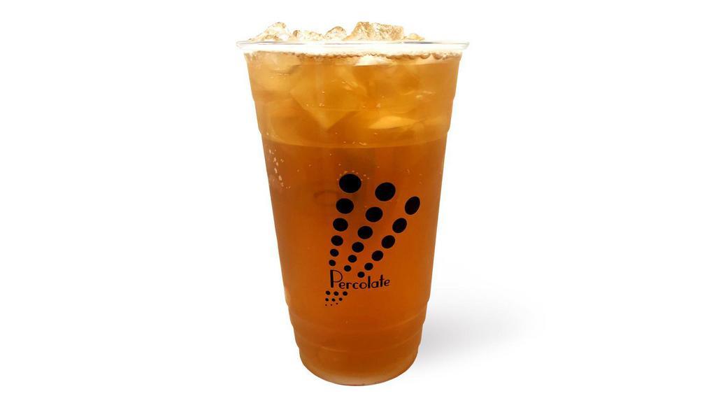 Peachy Oolong · Cold brewed dark oolong tea from Taiwan balanced perfectly with peaches