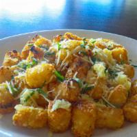 Tater Tots · Everyone loves tots. Choose from Naked, Garlic Parmesan, Spicy or or Canyon Style (pub chees...