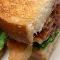 Blt · Thick crispy bacon, juicy tomato and lettuce with creamy mayonnaise.