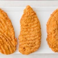 Three Chicken Tenders · Choice of ranch, BBQ, or honey mustard or Hot Buffalo