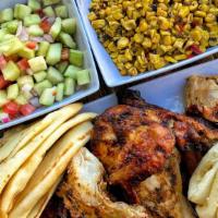 Whole Chicken (3-4 People) Family Style · Whole Roasted chicken with a choice of 3 large sides & 3 Large dipping sauces and Side of na...