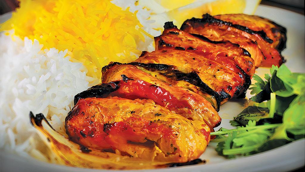 Shish Kabob · Filet mignon or skinless, boneless breast of chicken, marinated and grilled to perfection.