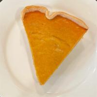 Pumpkin Pie · A slice of homemade pumpkin pie