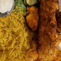 Chicken Kabob · Boneless Tender Pieces of Chicken Marinated and Grilled on a Skewer.
