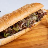 Steak & Cheese · Layers of thinly sliced USDA steak, grilled with red onions, green bell peppers, mushroom, a...