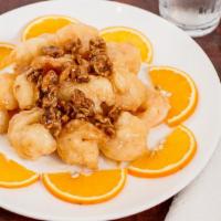 Honey Walnut Shrimp · Fresh tempura shrimp, fried with honey sauce and glazed walnuts. Great combination of sweet ...