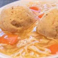Matzo Ball Soup  · Made fresh daily and served with bread and butter.
(Due to supply chain issues 44 ounce is n...