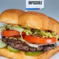 Impossible Burger · impossible patty, pickles, lettuce, tomato, onion, white american cheese, secret sauce