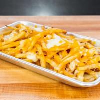 Cheese Fries · Crispy french fries with melted cheddar and mozzarella cheese.