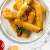 Mozzarella Cheese Sticks · Gooey and delicious melted cheese fried and rolled into mozzarella sticks.