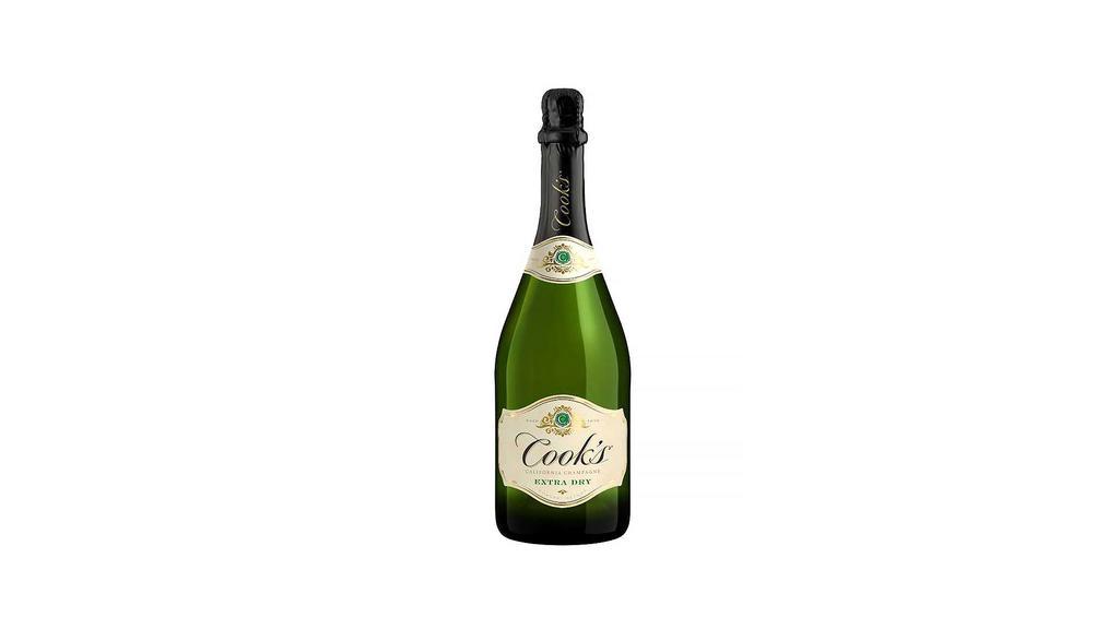Cook'S Extra Dry Champagne 750Ml | 12% Abv · Crisp and complex, with light citrus and floral notes that mingle with slightly sweet pear and apple flavors for a balanced and harmonious Prosecco-style champagne.