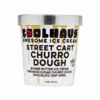 Coolhaus Pint - Churro Dough · Brown butter ice cream with cinnamon sugar churro dough and chocolate chip swirl