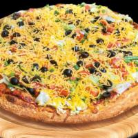 Taco Pizza (Large) · Taco sauce, mozzarella cheese, taco beef, fresh chopped lettuce, green onions, black olives,...