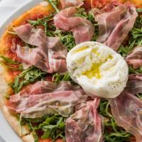 Pizza Mirko · San Marzano, wild arugula, fresh burrata cheese, San Daniele prosciutto