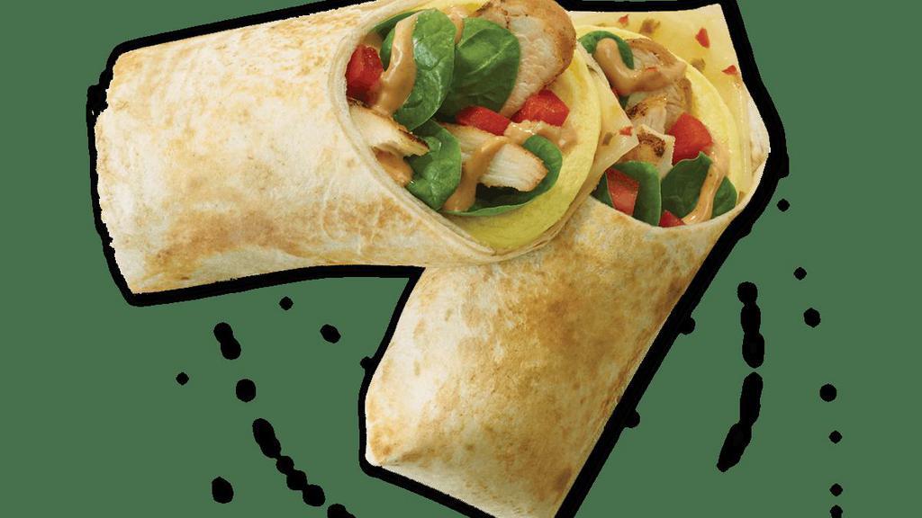 Southwest Wrap · eggs, grilled chicken, pepper jack, tomatoes, spinach & chipotle mayo