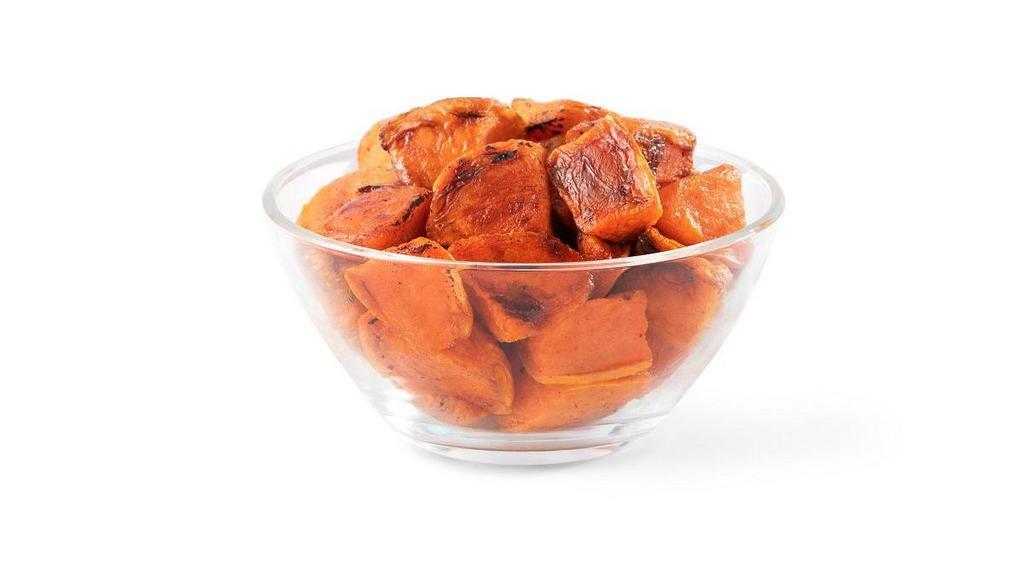 New! Maple Kissed Sweet Potatoes · maple glaze on roasted sweet potatoes.