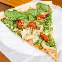 Mission Boulevard · Spinach, roasted tomatoes, garlic, artichoke, caramelized onion.