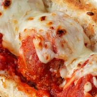 Meatball · French roll, tomato sauce, meatball, mozzarella cheese, and parmesan cheese.