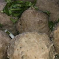 Meatballs (12) · Steamed or fried meatballs. Comes with 1 sweet thai chili sauce