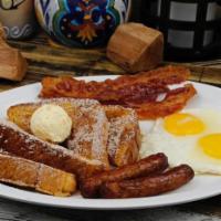 Delight Special (French Toast) · 2 French toast slices,  2 eggs,  2 bacon  and                         2 sausages 
sprinkled ...