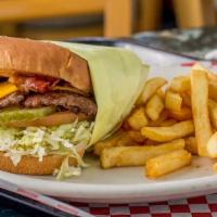 Bacon Cheeseburger Combo · Fries and medium drink.