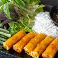 Khay Chả Giò Cuốn Bánh Tráng · Egg Rolls with Rice Vermicelli, Vegetables and rice paper