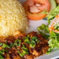 Cơm Thịt Gà Nướng Xã · Grilled Chicken with Steamed Rice and salad