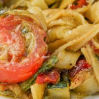 Vegetable Pasta · artichoke hearts | sundried tomato | spinach | garlic | shallot | white wine sauce | parmesa...