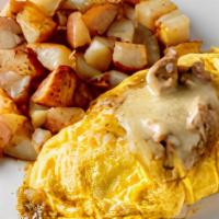Pork Chile Verde & Jack Cheese Omelette · Chunks of tender pork simmered in our chile verde recipe. Served with your choice of side an...