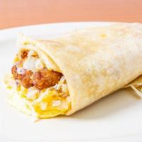 Sausage & Egg (3) Burrito · With cheese and potatoes.