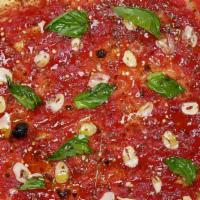Jersey Marinara · Crushed red chili, garlic, olive oil, oregano, basil  (no cheese).

Allergies: gluten