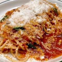 Spaghetti Heirloom Tomato · Basil, olive oil, parmesan.