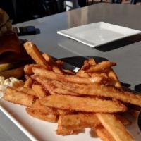 Sonder Burger · Two 4 oz angus patties, cheddar, beer mustard, 14-day pickles, french onion spread, brioche ...