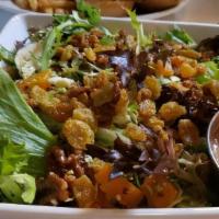 Golden Girl · Harvest greens, candied walnuts, shaved brussels sprouts, roasted butternut squash, quinoa, ...