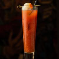 Lebanese Bloody Mary · Tomato Juice, Lebanese Pickle Juice, Lebanese Hot Sauce, Vodka, Worchester Sauce, Black Pepper