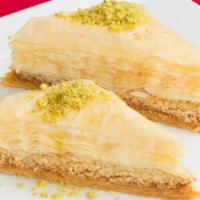 Baklava · A popular Mediterranean dessert. Flaky phyllo pastry filled with cashews.