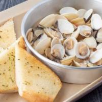 Drunken Clams  · Little neck clams in our zesty tomato basil white wine broth served with grilled garlic bread