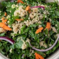 Chopped Kale & Quinoa · With cucumber, tomato, red onion, and shredded carrots in our lemon vinaigrette.