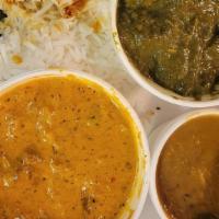 Non-Veg Thali · Choice of one vegetarian entrée and one of the following non-veg entrées: chicken curry, chi...