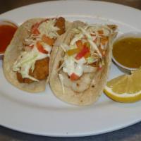 Tacos (Fish) Cod Fillet · Each. Breaded or grilled fish, lettuce, tartar and pico de gallo.