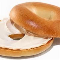 Bagel And Cream Cheese · Your choice of toasted bagel with a side of plain cream cheese.