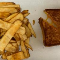 Grilled Cheese · Grilled cheese sandwich served with fries.