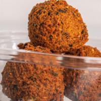  Falafel · 5 pieces. Made fresh to order with ground chickpeas, parsley, Mediterranean herbs & spices s...