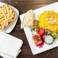 Filet Mignon Tikka Plate · Chunks of grilled marinated filet mignon. Served with rice, pita bread, one side choice, and...