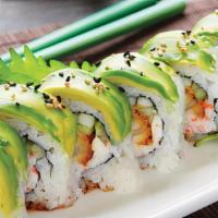 Caterpillar Roll · In: Fresh Water Eel, Crab Meat
Out: Avocado with Eel sauce