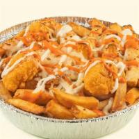 Buffalo Fries · French fries topped with melted mozzarella, crispy chicken, buttermilk ranch & buffalo sauce