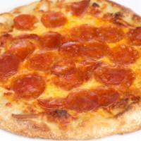 Pepperoni Pizza · Organic pizza sauce, locally sourced mozzarella, nitrate free pepperoni