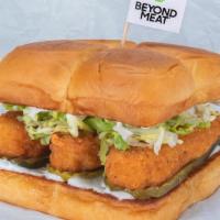 Beyond Bad Mutha Clucka · Three crispy fried Beyond® tenders, with miso ranch, dill pickle slices and lettuce; served ...