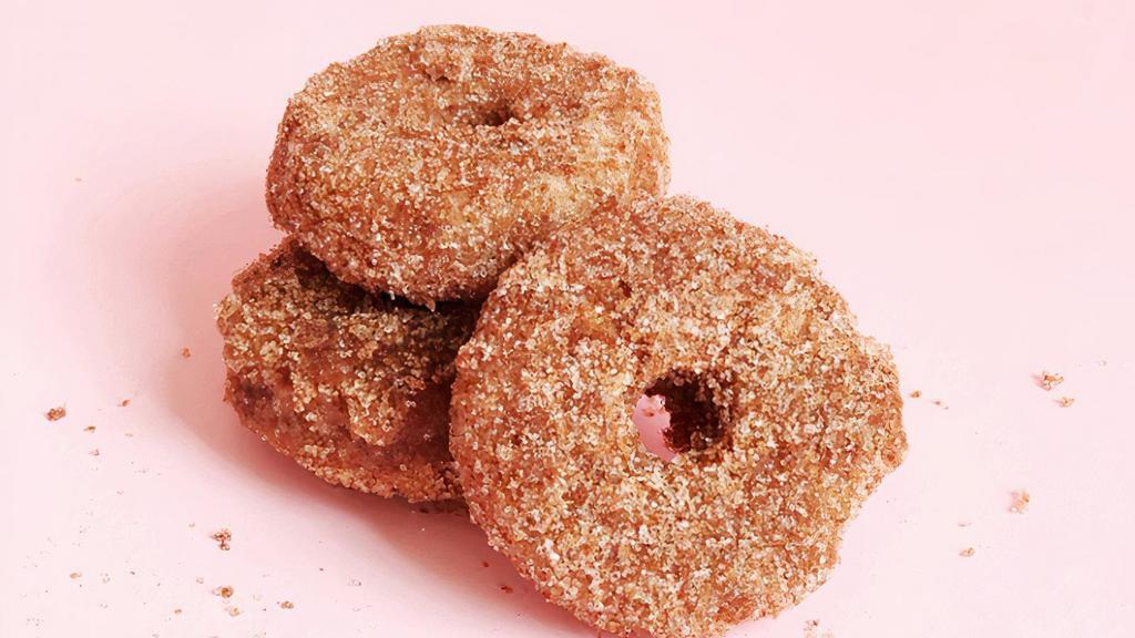 Glonuts-Snickerdoodle Donuts-3Pk · All glonuts are raw vegan, keto mini-donuts and are gluten free , soy free, gum free, and free of mysterious “flavors” 1g  (natural) sugar, 1g net carbs, 115 calories each.. The right mix of sweet, spice, and everything nice…to your body.. Ingredients: non-gmo almond flour, organic coconut, organic extra virgin coconut oil, organic coconut butter, non-gmo erythritol, non-gmo monk fruit, organic vanilla, organic cinnamon, pink himalyan salt.
